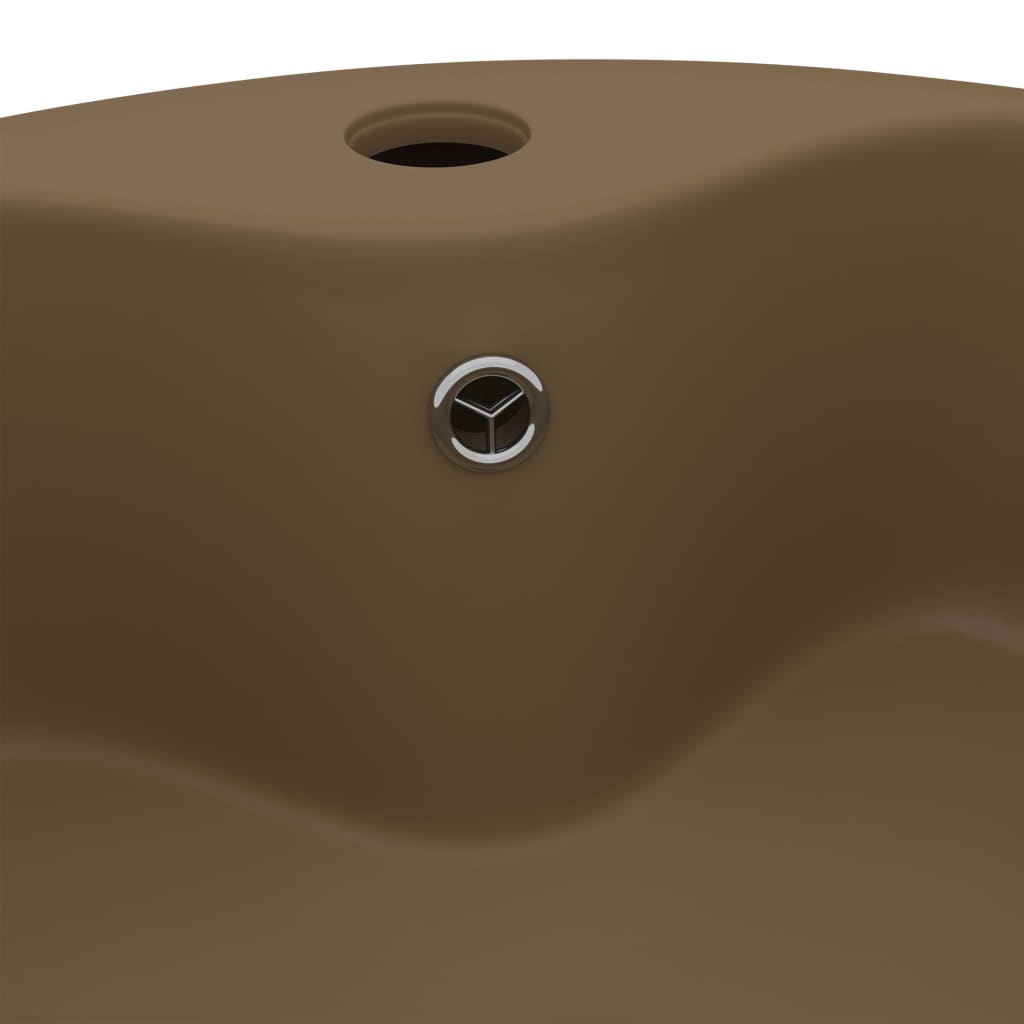 vidaXL Razkošen umivalnik mat krem 36x13 cm keramičen