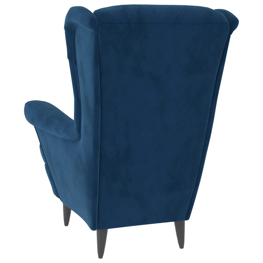 vidaXL Fotelj iz modrega žameta