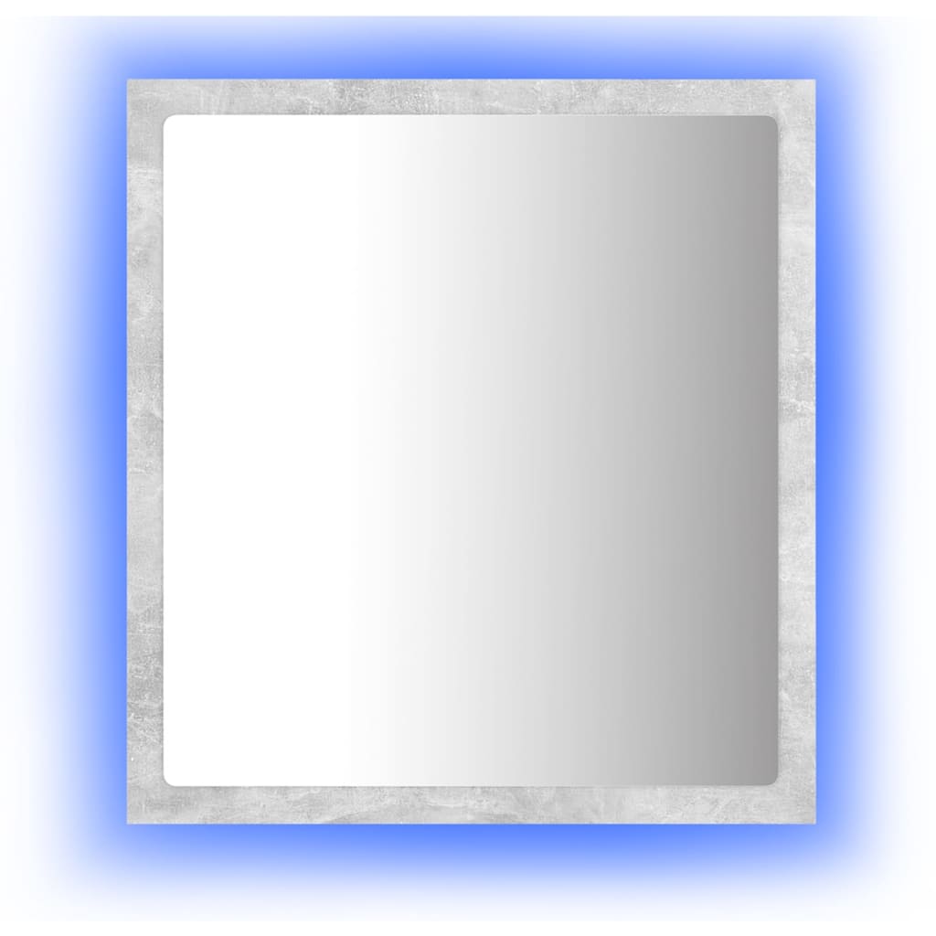 vidaXL LED kopalniško ogledalo betonsko sivo 40x8,5x37 cm akril