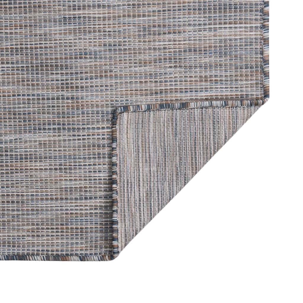 vidaXL Zunanja preproga ploščato tkanje 200x280 cm rjava in modra