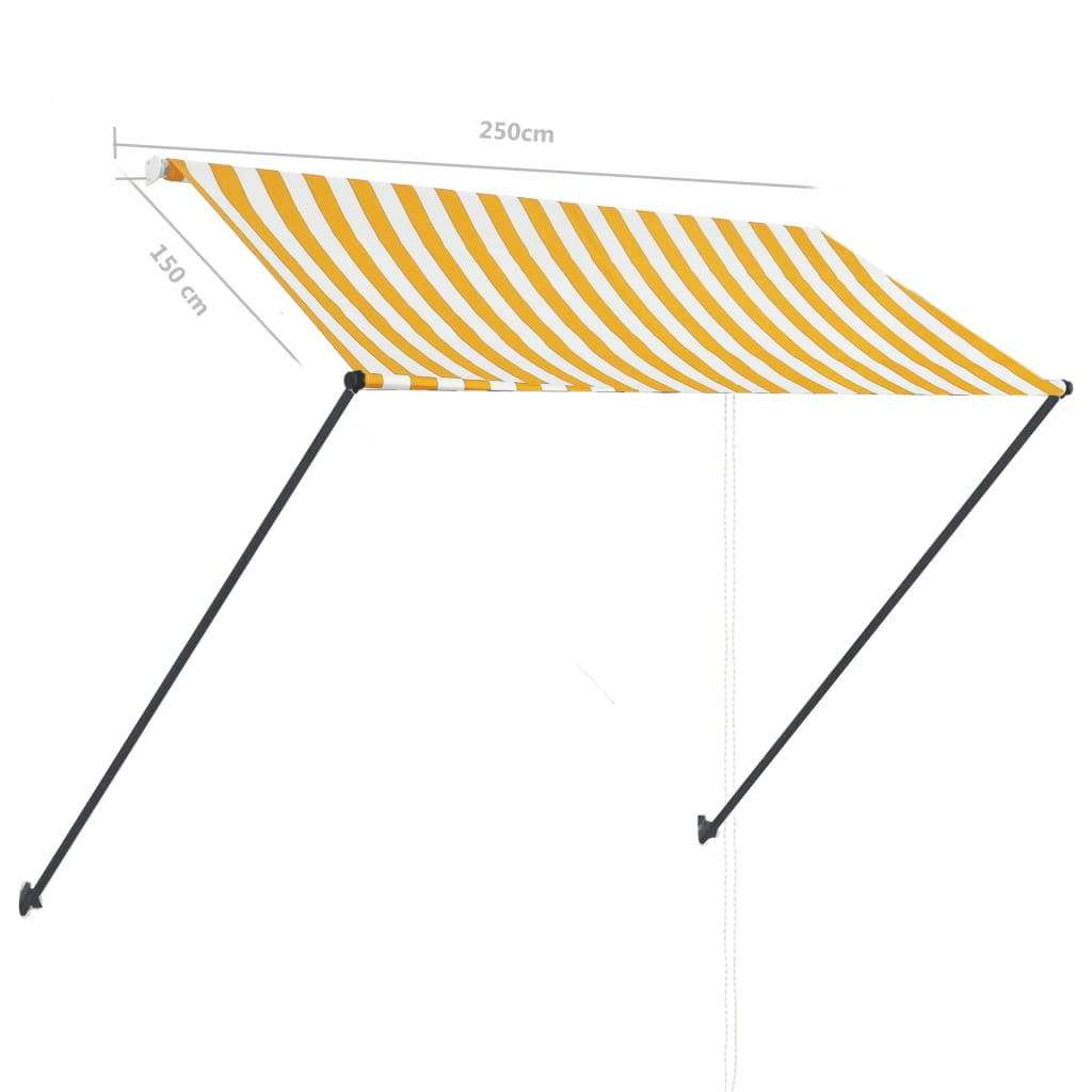 vidaXL Zložljiva tenda z LED lučmi 250x150 cm rumena in bela