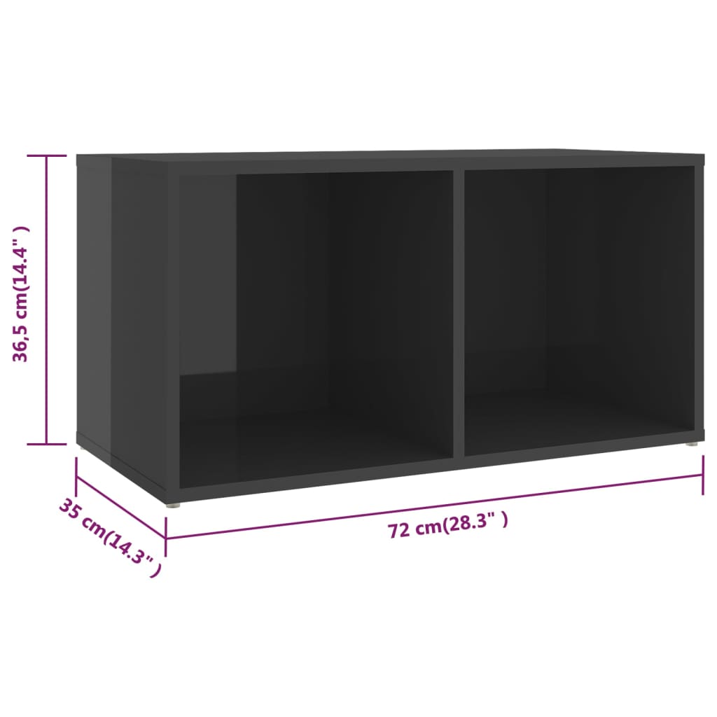 vidaXL TV omarice 4 kosi visok sijaj sive 72x35x36,5 cm iverna plošča