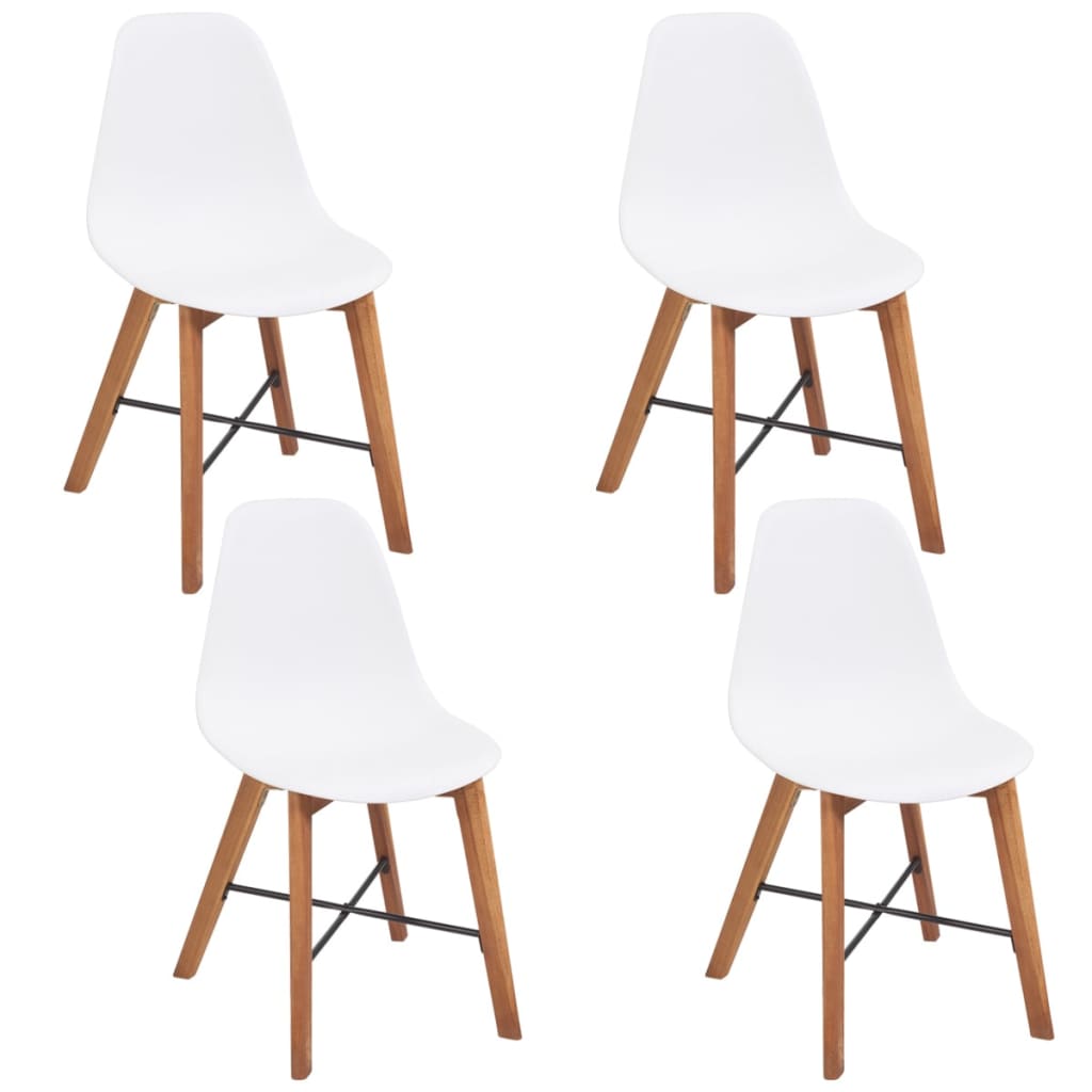 vidaXL Jedilni stoli 4 kosi beli trden akacijev les