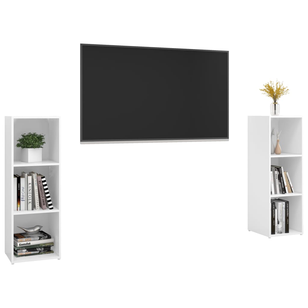 vidaXL TV omarice 2 kosa visok sijaj bele 107x35x37 cm iverna plošča