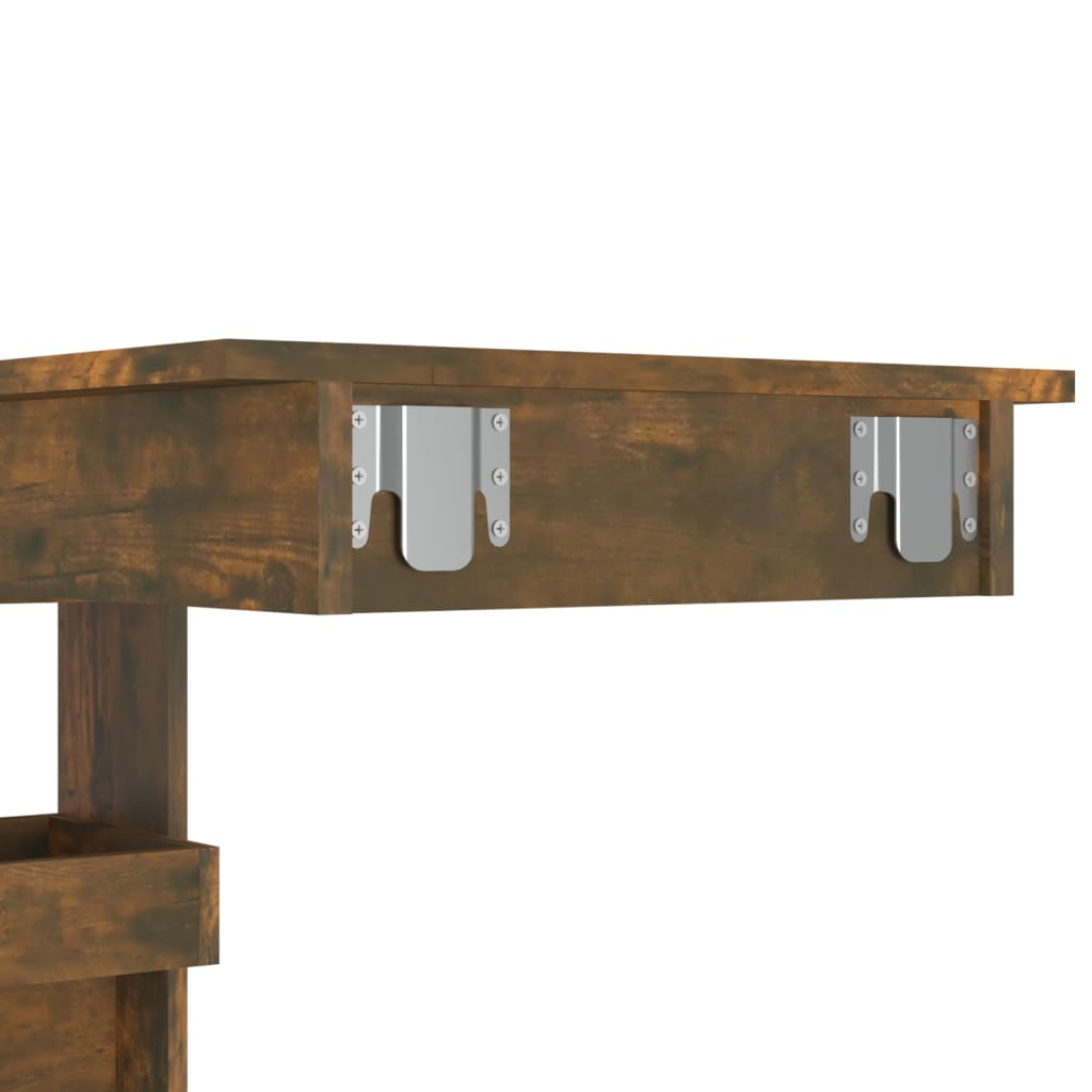 vidaXL Stenska barska miza dimljeni hrast 102x45x103,5 cm konstr. les
