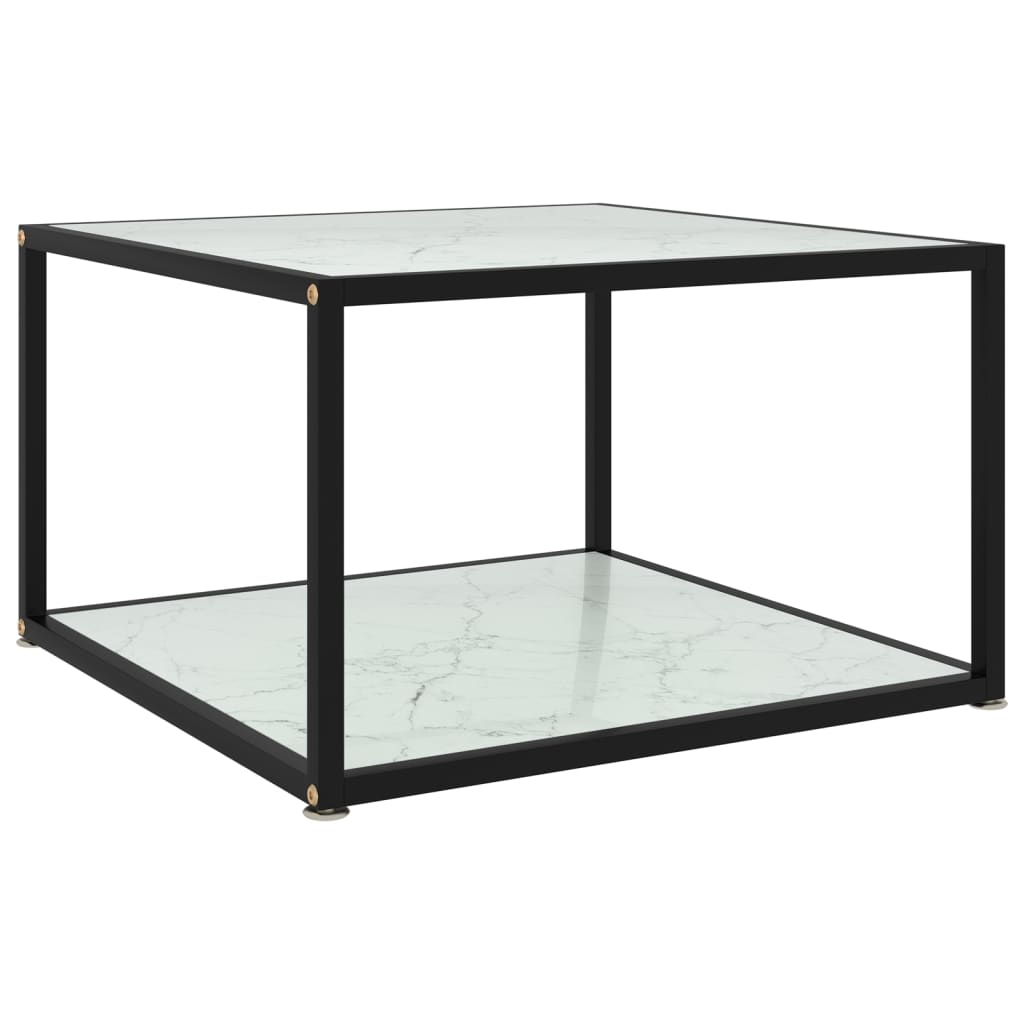 vidaXL Klubska mizica bela 60x60x35 cm kaljeno steklo