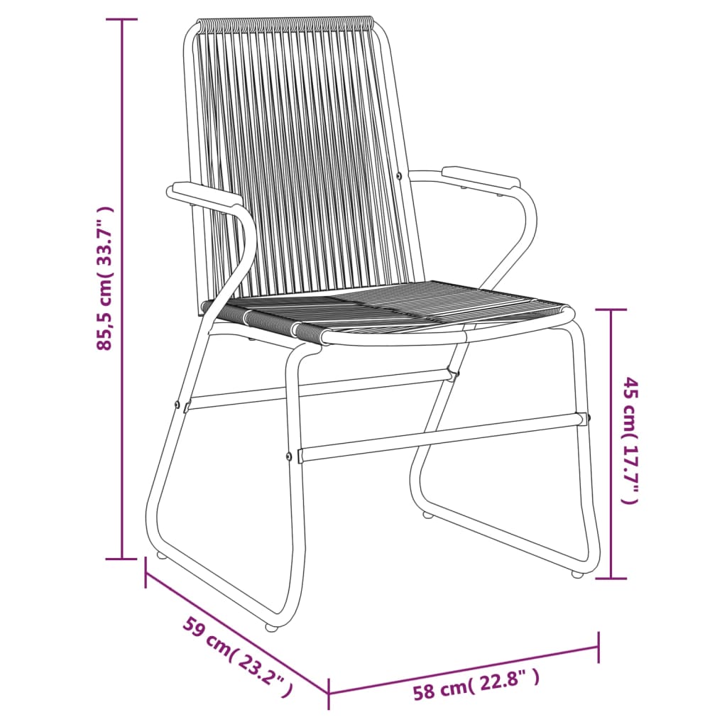 vidaXL Vrtni stoli 4 kosi črni 58x59x85,5 cm PVC ratan