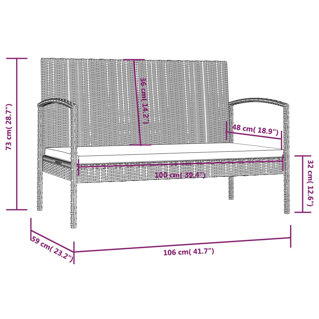 vidaXL Vrtna sedežna garnitura 8-delna z blazinami poli ratan rjava