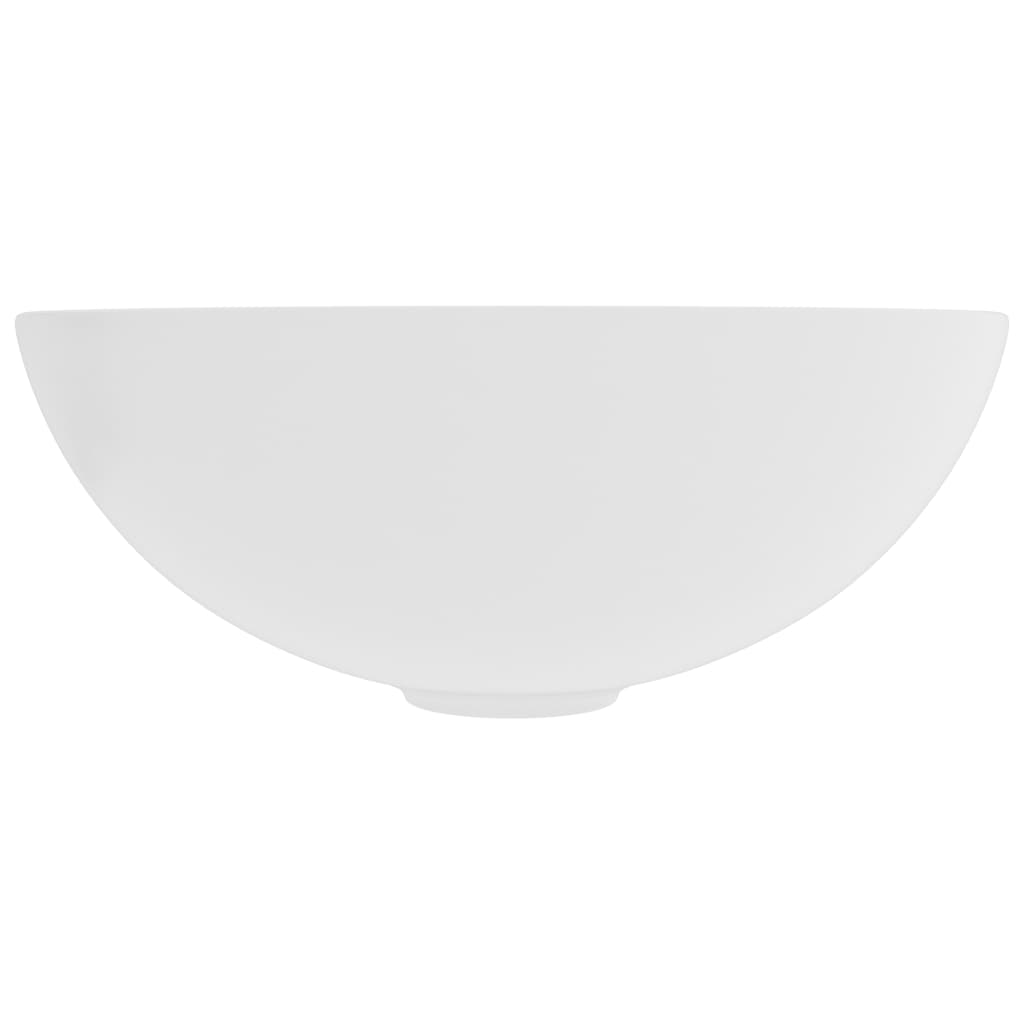 vidaXL Kopalniški umivalnik keramičen mat bele barve okrogel
