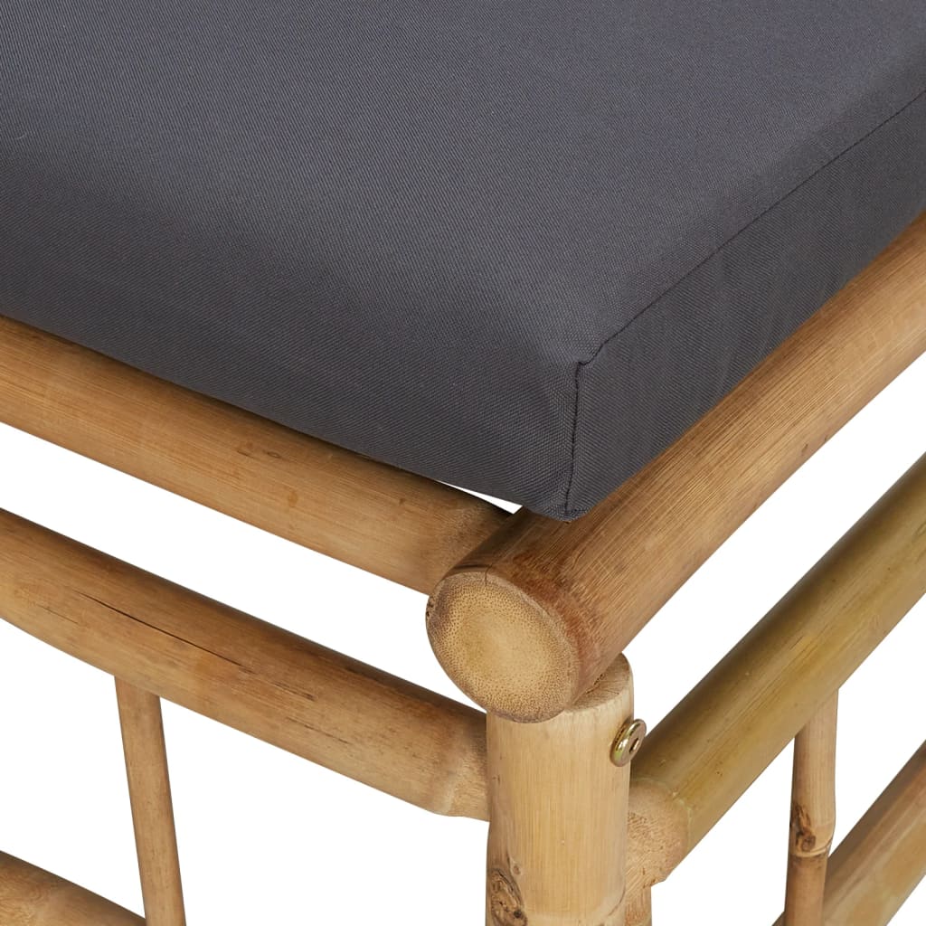 vidaXL Vrtni stolček za noge s temno sivo blazino bambus