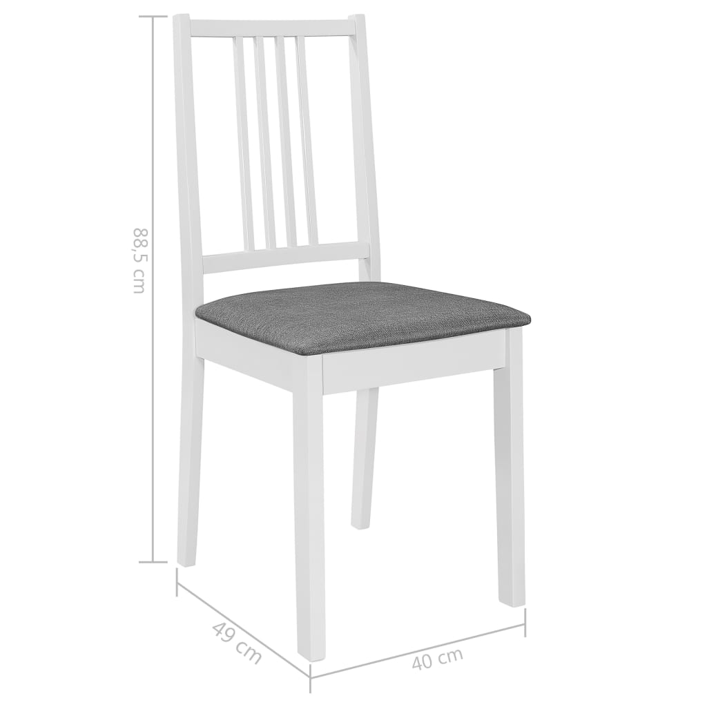 vidaXL Jedilni stoli z blazinami 4 kosi trden les beli