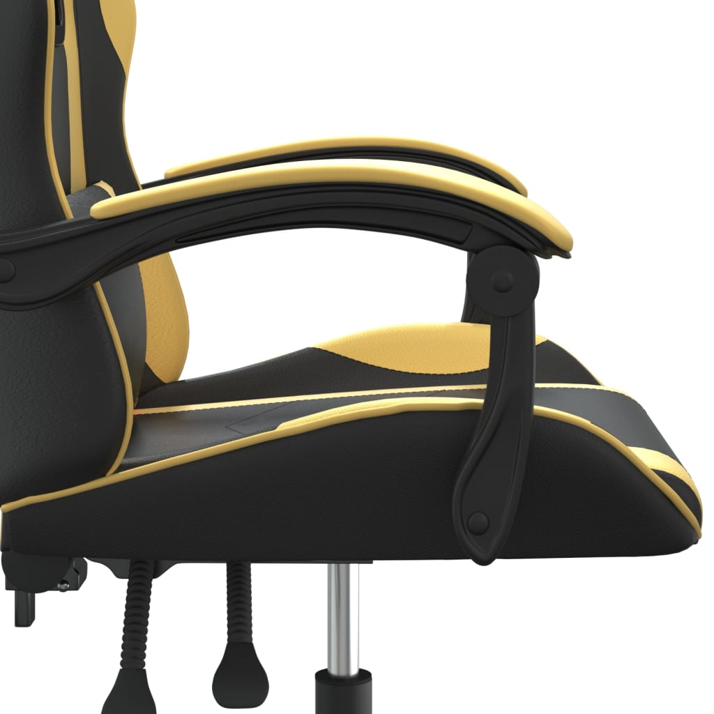 vidaXL Gaming stol črno in zlato umetno usnje