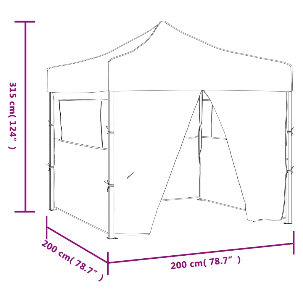 vidaXL Profesionalen zložljiv vrtni šotor s 4 stranicami 2x2 m krem