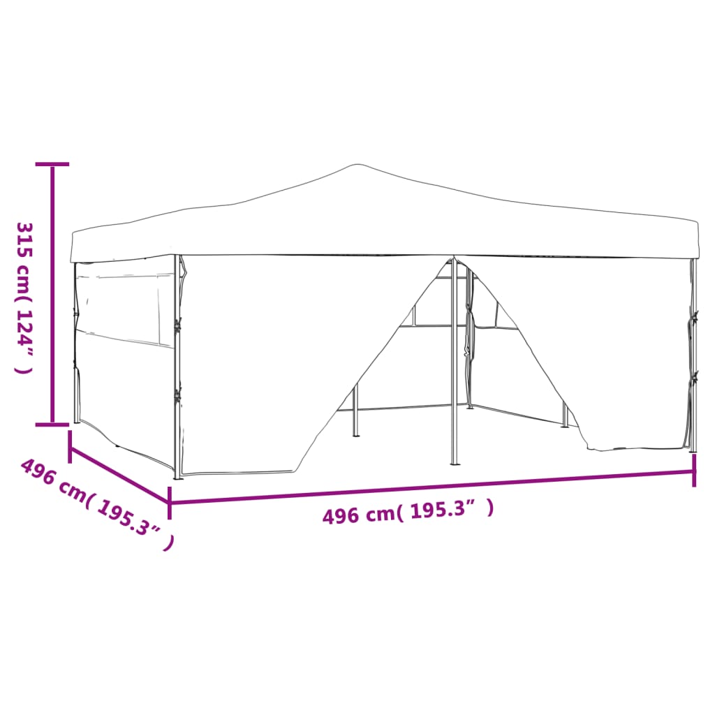 vidaXL Zložljiv paviljon s 4 stranicami 5x5 m krem