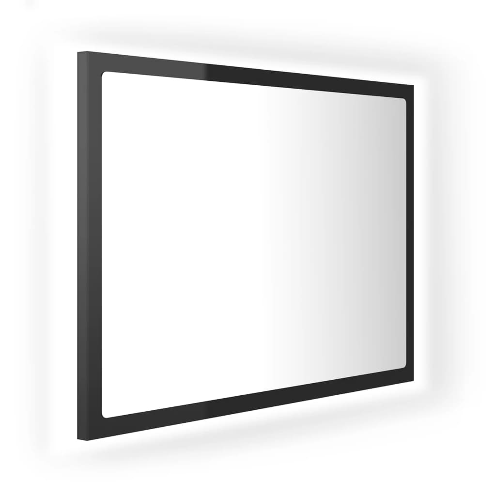vidaXL LED kopalniško ogledalo visok sijaj črno 60x8,5x37 cm akril
