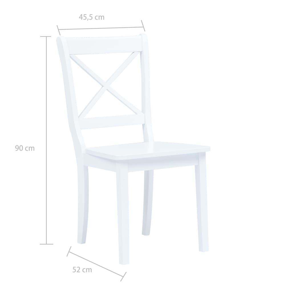 vidaXL Jedilni stoli 2 kosa beli trdni kavčukovec