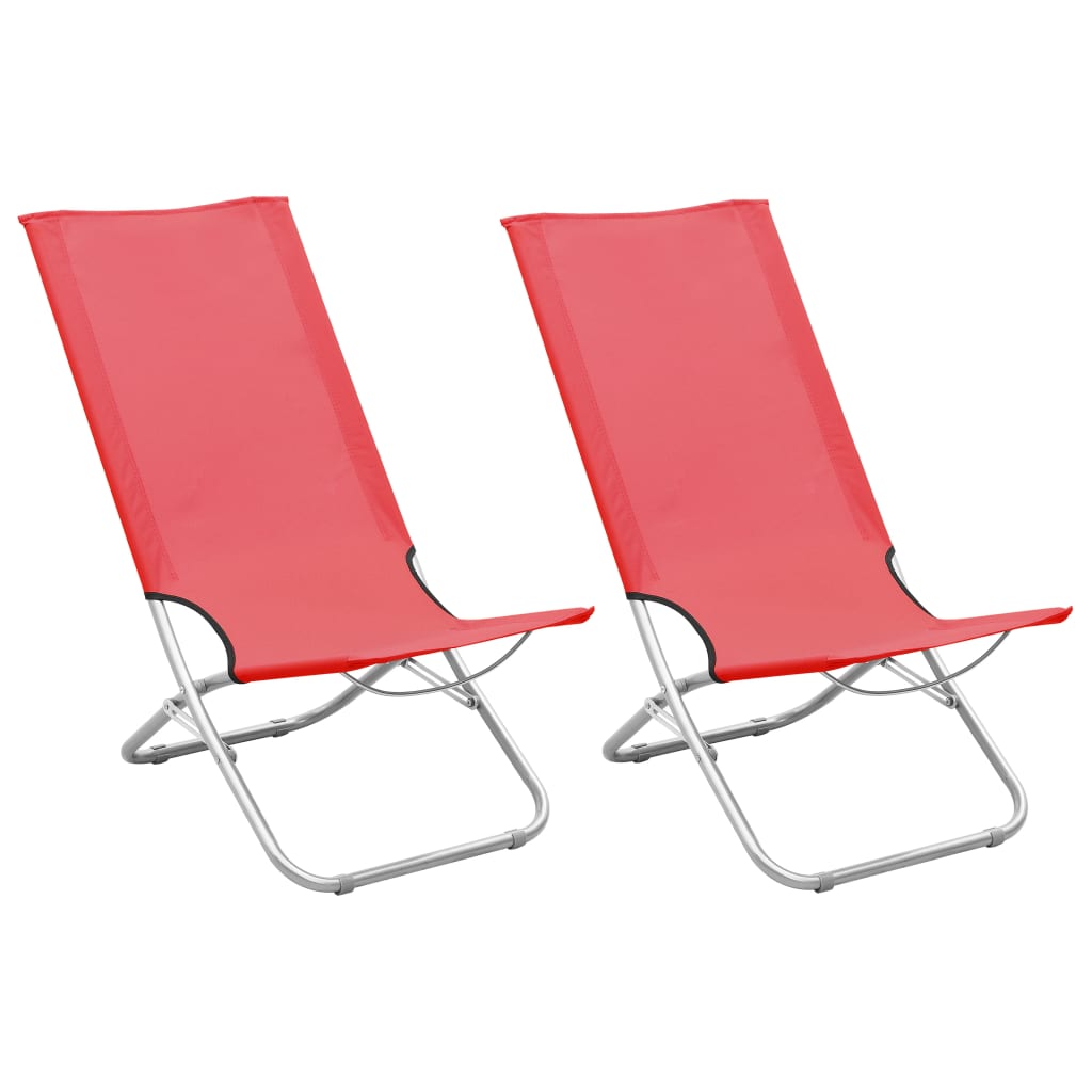 vidaXL Zložljivi stoli za na plažo 2 kosa rdeče blago