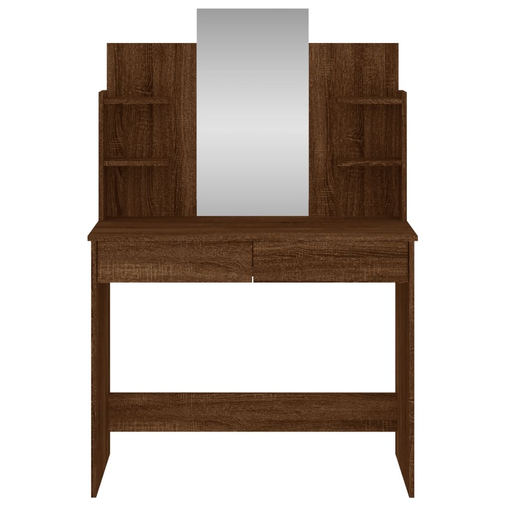 vidaXL Toaletna mizica z ogledalom rjavi hrast 96x39x142 cm