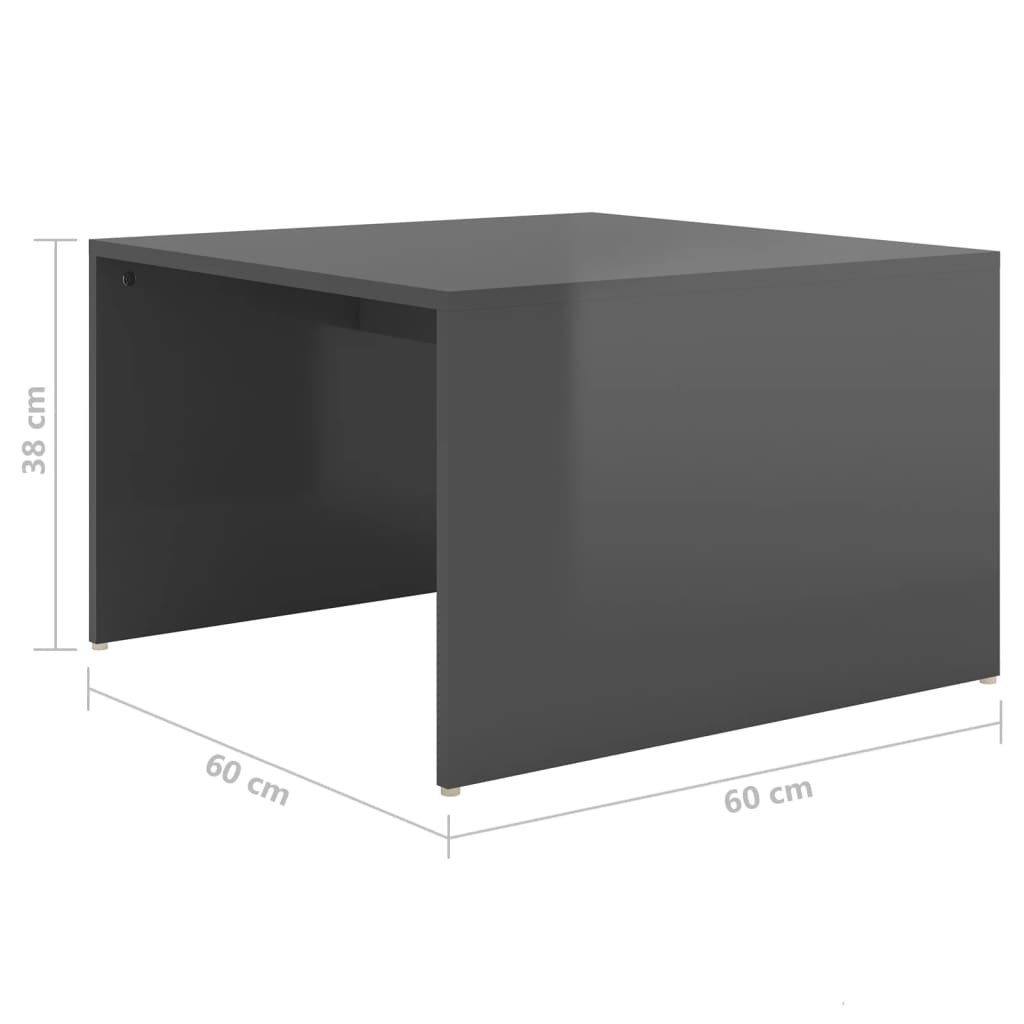 vidaXL Komplet 3 klubskih mizic visok sijaj siv 60x60x38 cm