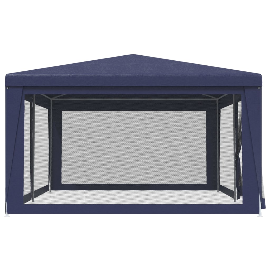 vidaXL Vrtni šotor s 6 mrežastimi stranicami moder 6x4 m HDPE