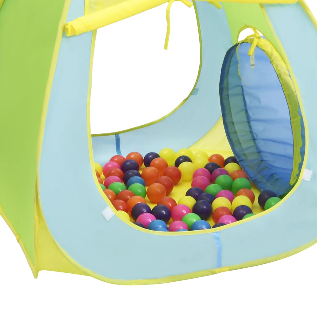 vidaXL Otroški šotor za igranje s 100 žogicami večbarven