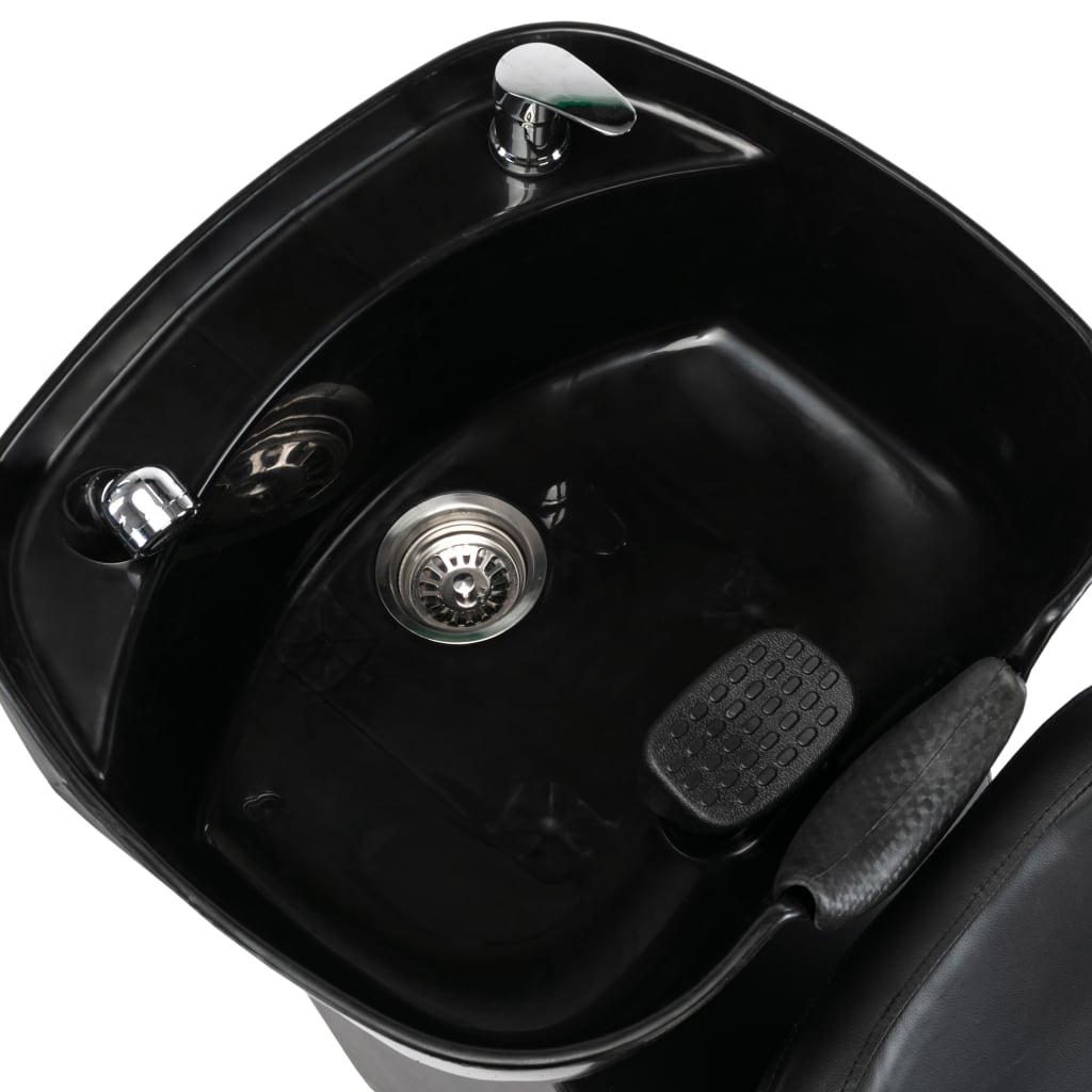 vidaXL Salonski stol z umivalnikom za glavo črno umetno usnje