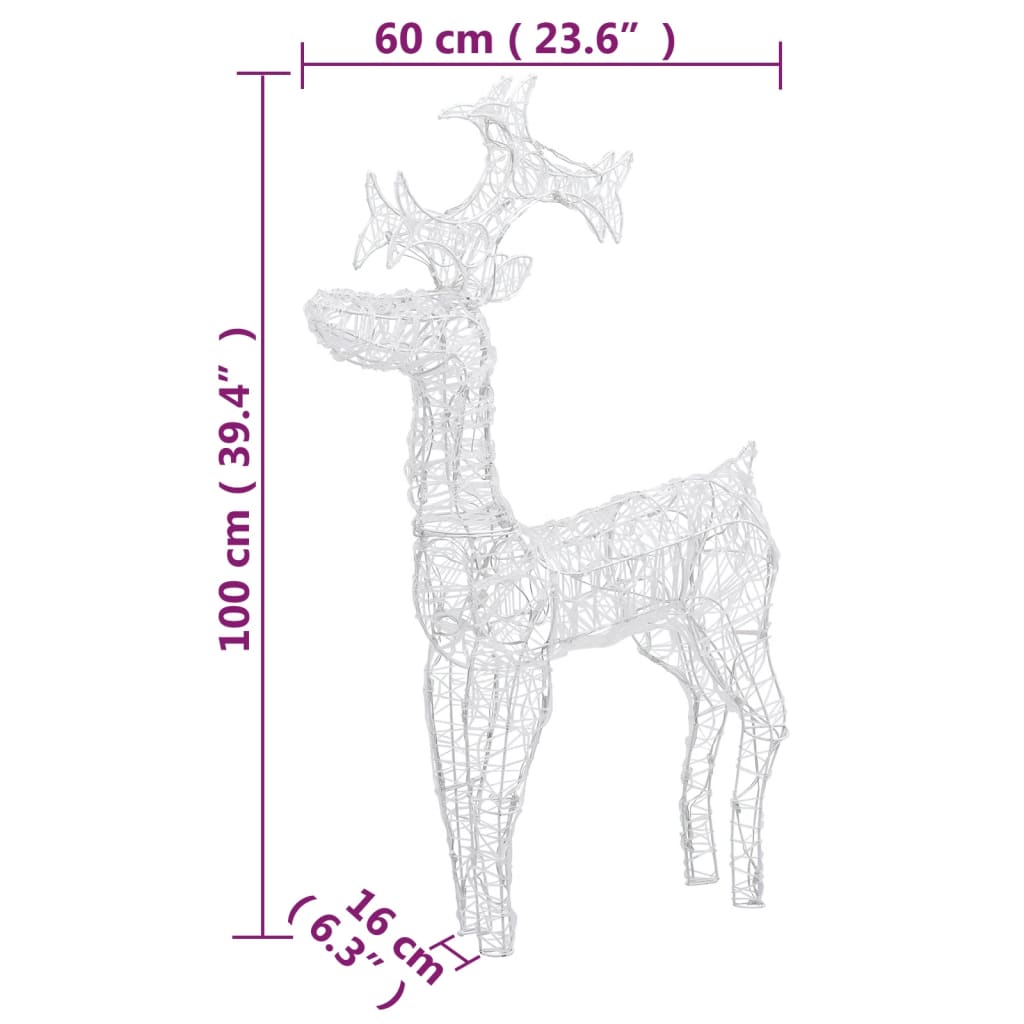 vidaXL Božični severni jelen 2 kosa 60x16x100 cm iz akrila