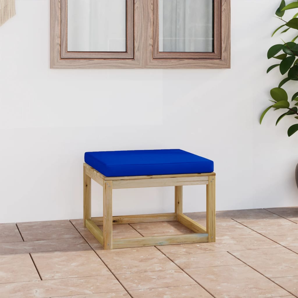 vidaXL Vrtni stolček za noge z blazino zelena impregnirana borovina