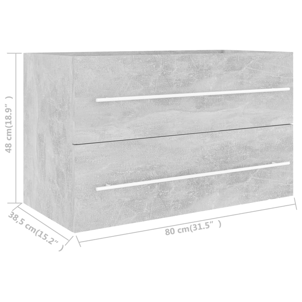 vidaXL 2-delni komplet kopalniškega pohištva betonsko siva iverna pl.