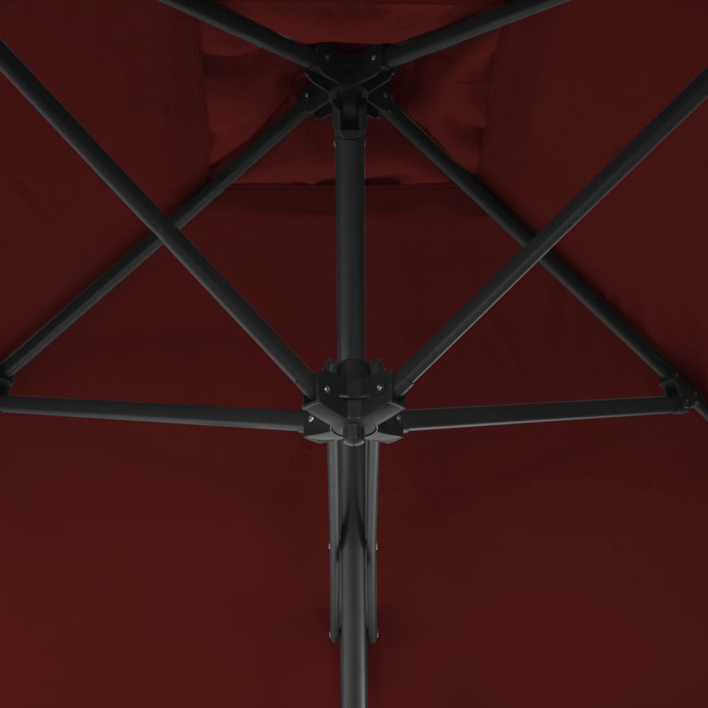 vidaXL Zunanji senčnik z jeklenim drogom bordo rdeč 300x230 cm