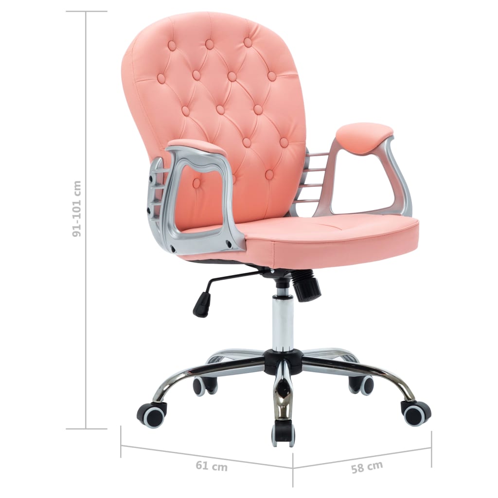 vidaXL Vrtljiv pisarniški stol roza umetno usnje