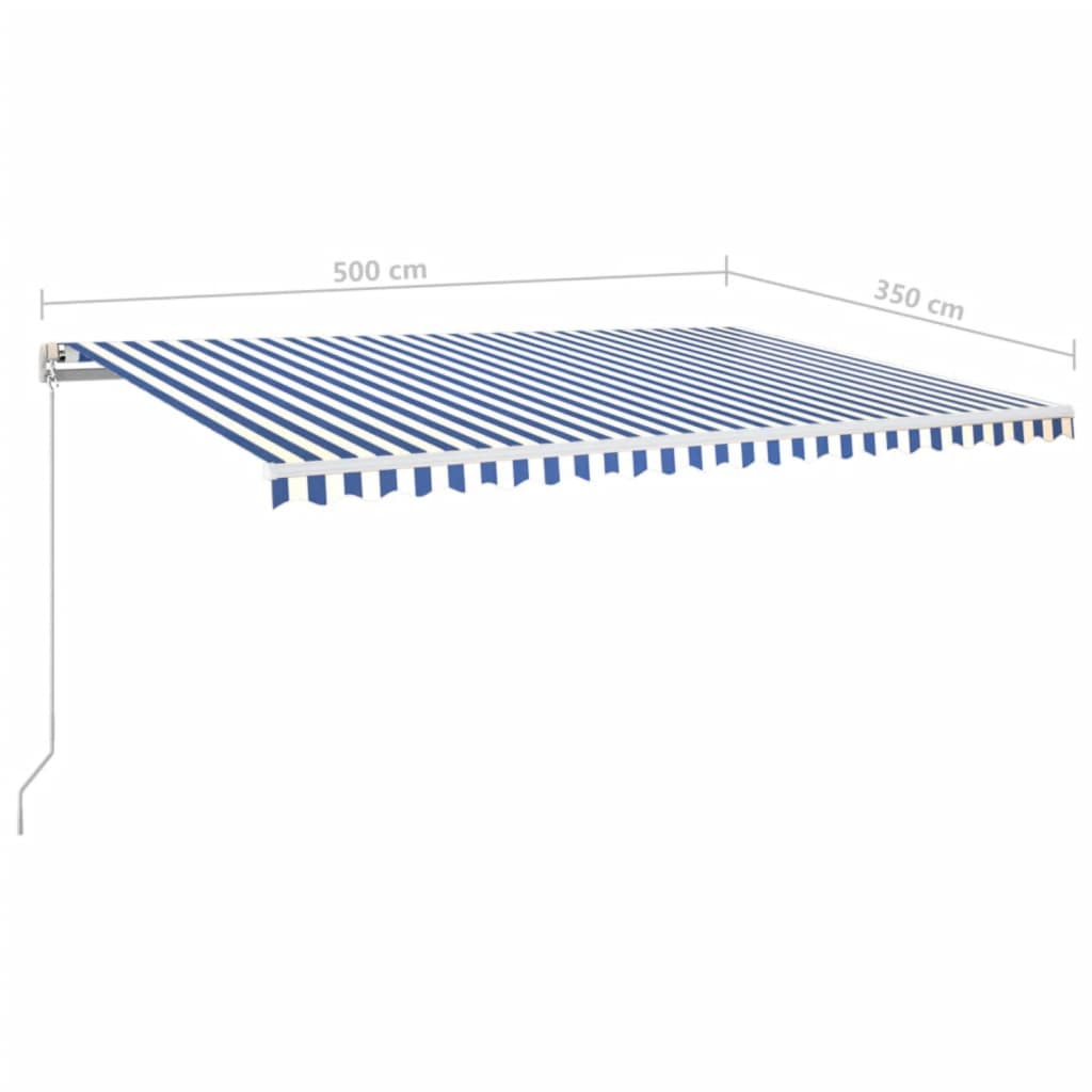 vidaXL Ročno zložljiva tenda 500x350 cm modra in bela