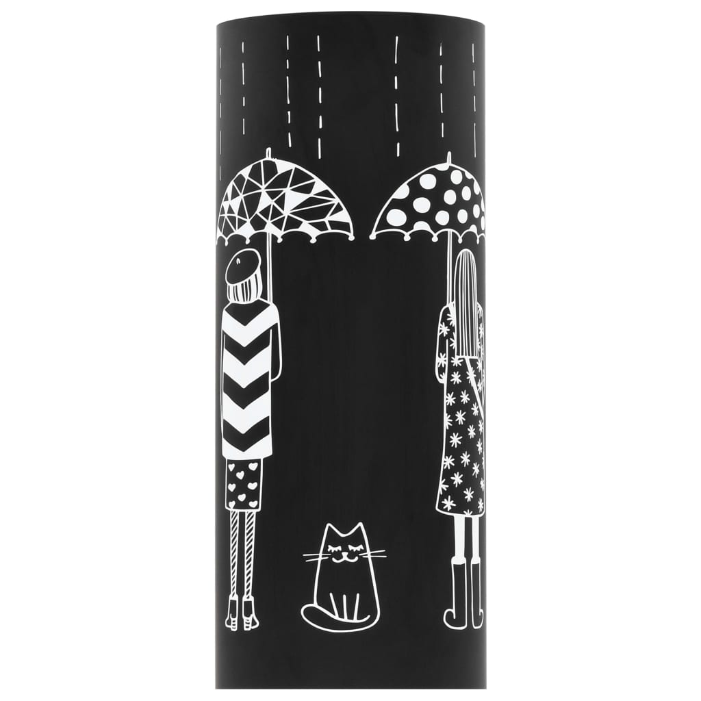 vidaXL Stojalo za dežnike z ženskim motivom iz jekla črne barve
