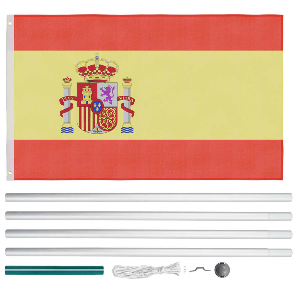 vidaXL Zastava Španije in aluminijast zastavni drog 6,2 m