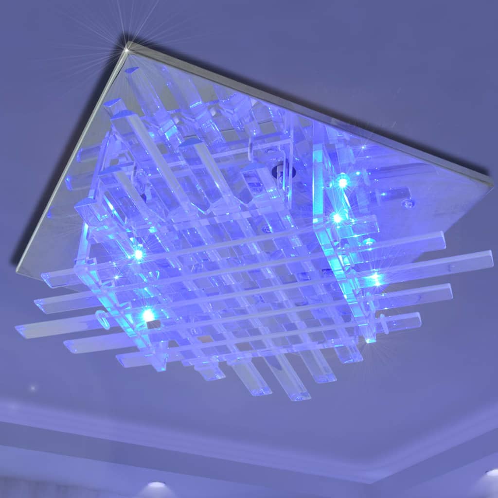 Kvadratna RGB LED stropna svrtilka z steklenimi trakovi