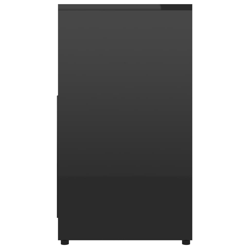 vidaXL Kopalniška omarica visok sijaj črna 60x33x61 cm iverna plošča