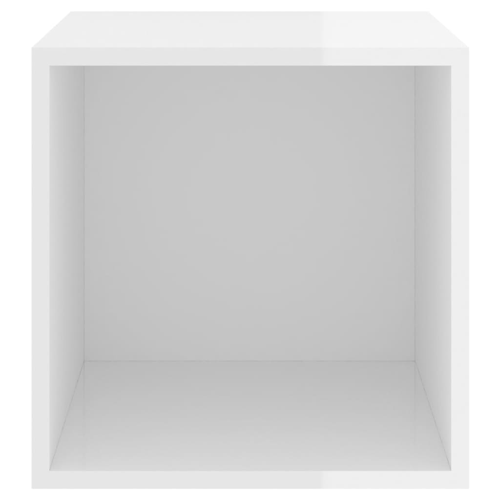 vidaXL Stenska omarica visok sijaj bela 37x37x37 cm iverna plošča