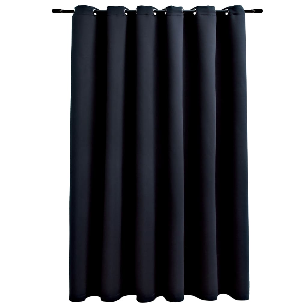 vidaXL Zatemnitvena zavesa s kovinskimi obročki črna 290x245 cm