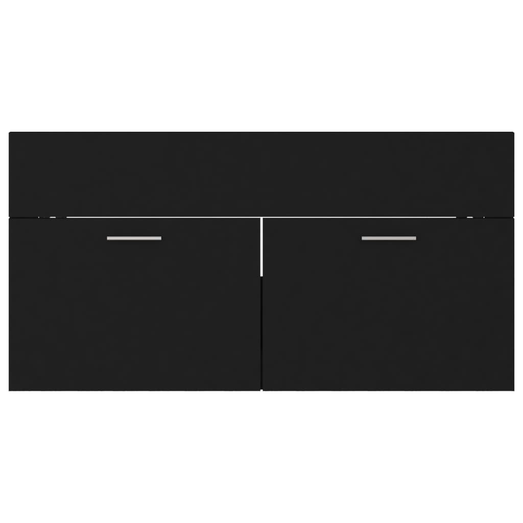 vidaXL Omarica za umivalnik črna 90x38,5x46 cm iverna plošča