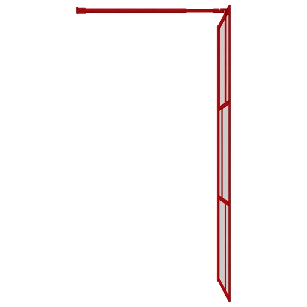vidaXL Stena za tuš s prozornim ESG steklom rdeča 80x195 cm