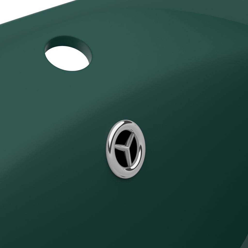 vidaXL Razkošen umivalnik ovalen mat temno zelen 58,5x39 cm keramika