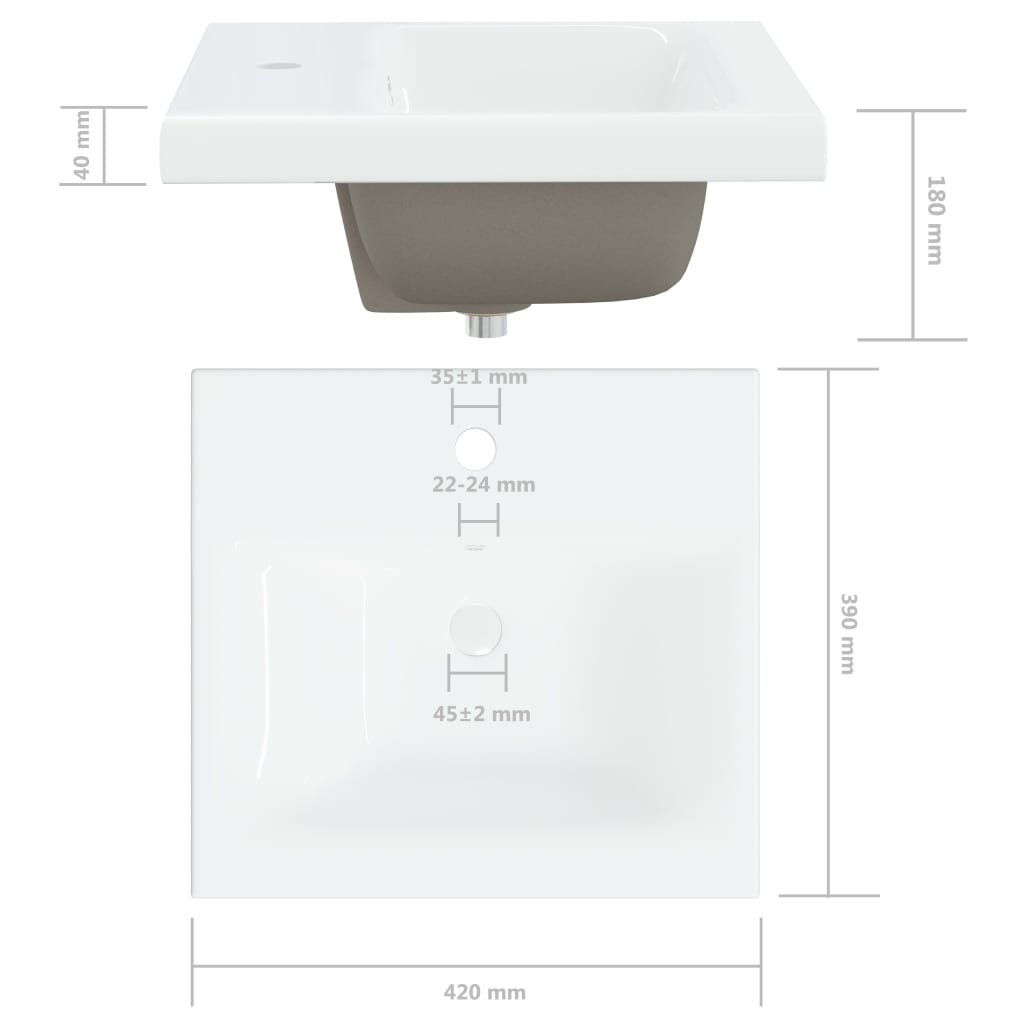 vidaXL Vgradni umivalnik s pipo 42x39x18 cm keramičen bel