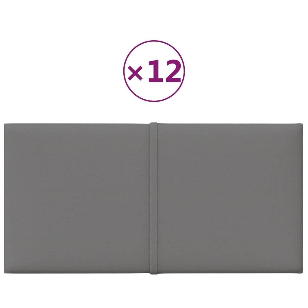 vidaXL Stenski paneli 12 kosov svetlo sivi 30x15 cm blago 0,54 m²