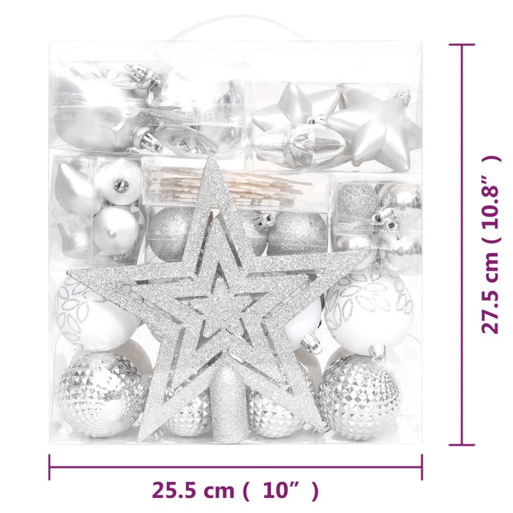 vidaXL Komplet novoletnih bučk 70 kosov srebrne in bele
