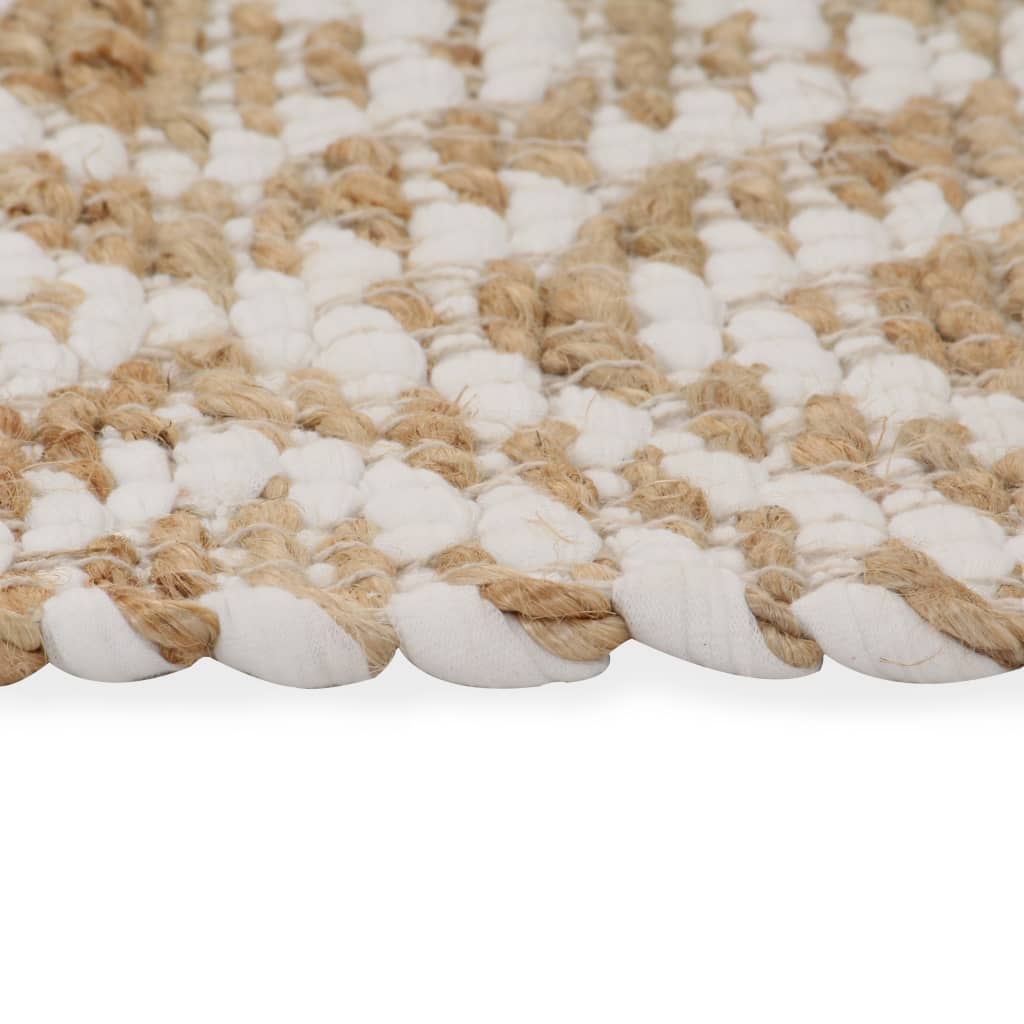 vidaXL Ročno pletena preproga iz jute 120x180 cm naravna in bela