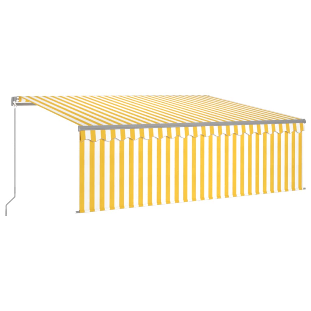 vidaXL Ročno zložljiva tenda s senčilom 4,5x3 m rumena in bela