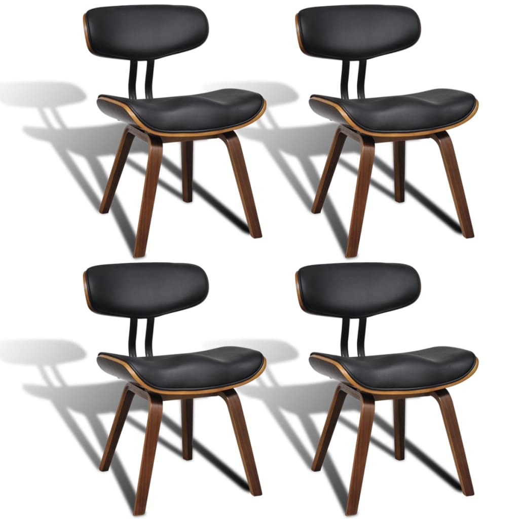 vidaXL Jedilni stoli 4 kosi ukrivljen les in umetno usnje