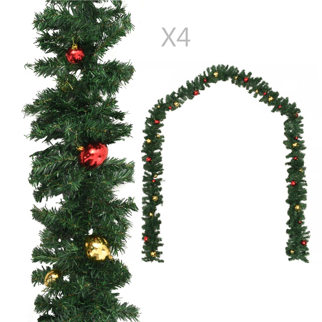 vidaXL Božične girlande 4 kosi z bučkami zelene 270 cm PVC