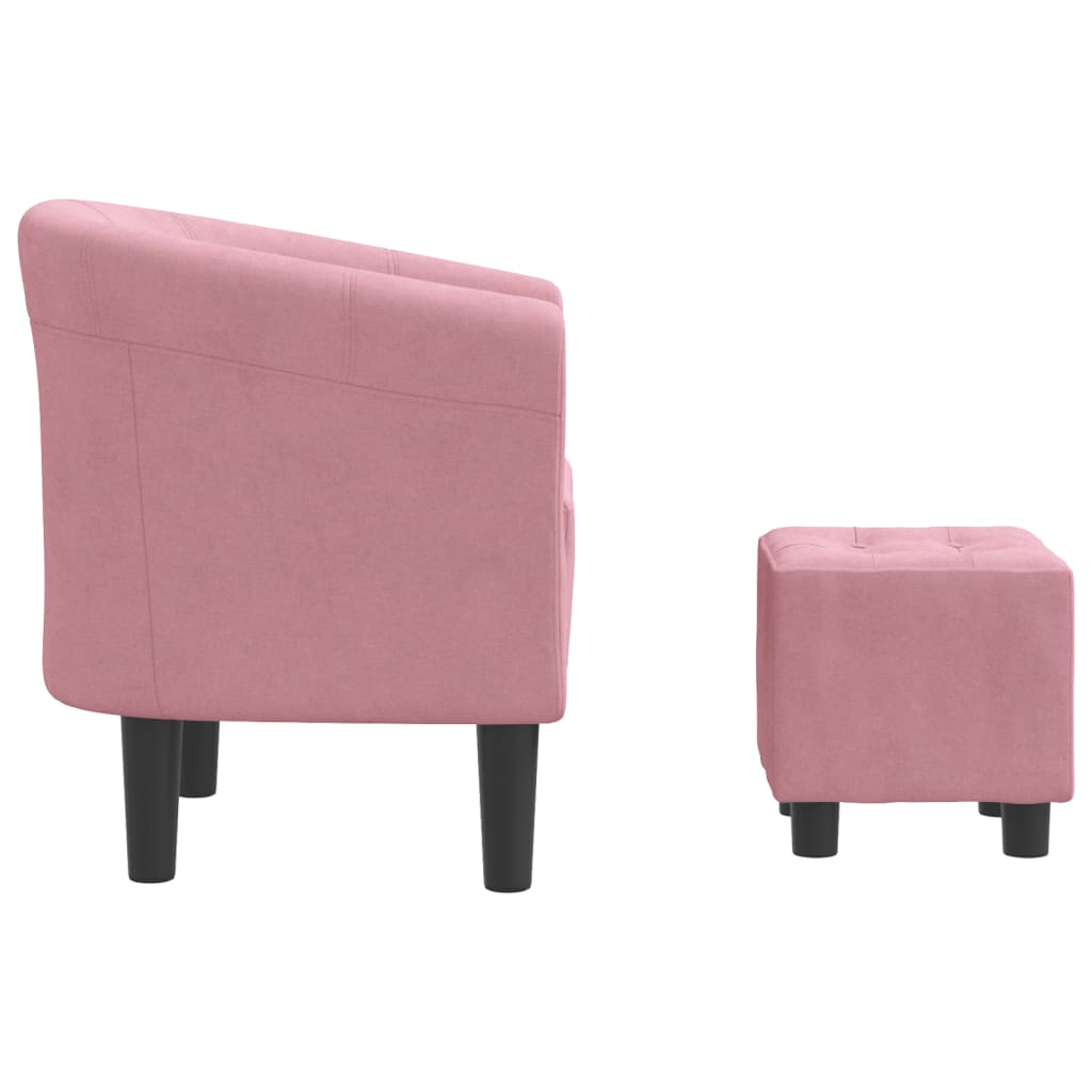 vidaXL Fotelj s stolčkom za noge roza žamet