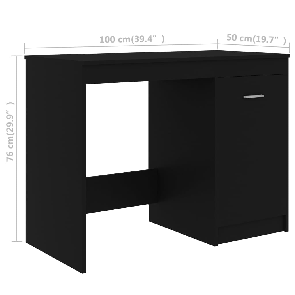 vidaXL Pisalna miza črna 140x50x76 cm iverna plošča